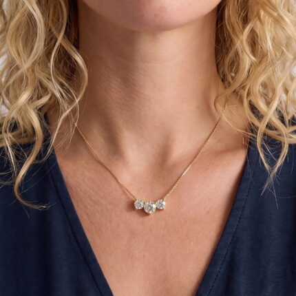 Three Stone Heart Prong Round Lab Diamond Necklace (2.00 ct. tw.) gallery image 1