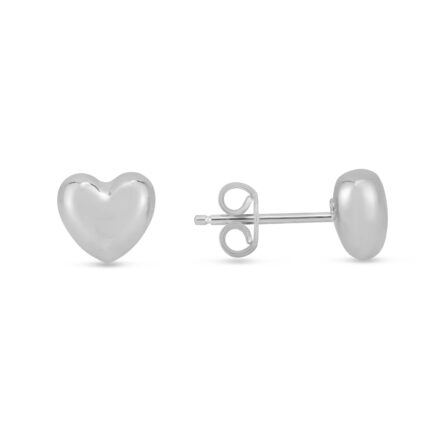 Petite Puffed Heart Gold Stud Earrings gallery image 1