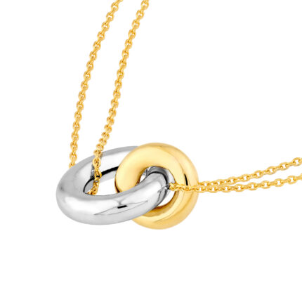 Two-Tone Interlocking Circle Necklace gallery image 1