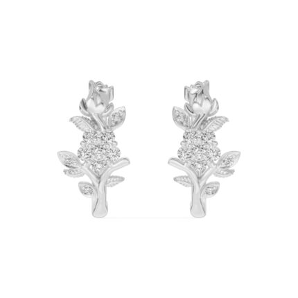 Rose Bud Lab Diamond Hoop Silver Earrings gallery image 1