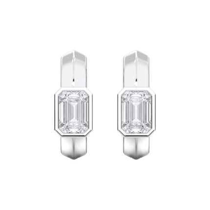 Brava Bezel-Set Emerald-Cut Lab Diamond Huggie Hoops (1/2 ct. tw.) gallery image 1