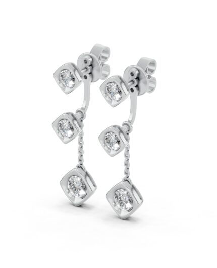 Dimensional Frame Diamond Drop Earrings gallery image 1