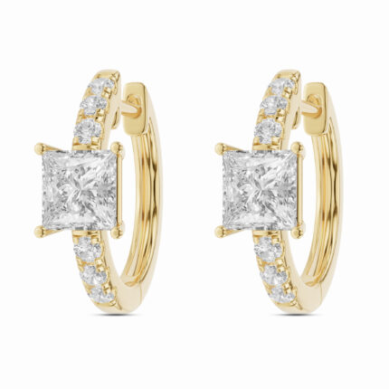 Sculpted Princess Lab Diamond Hoop Earrings (1 ct. tw.) gallery image 1