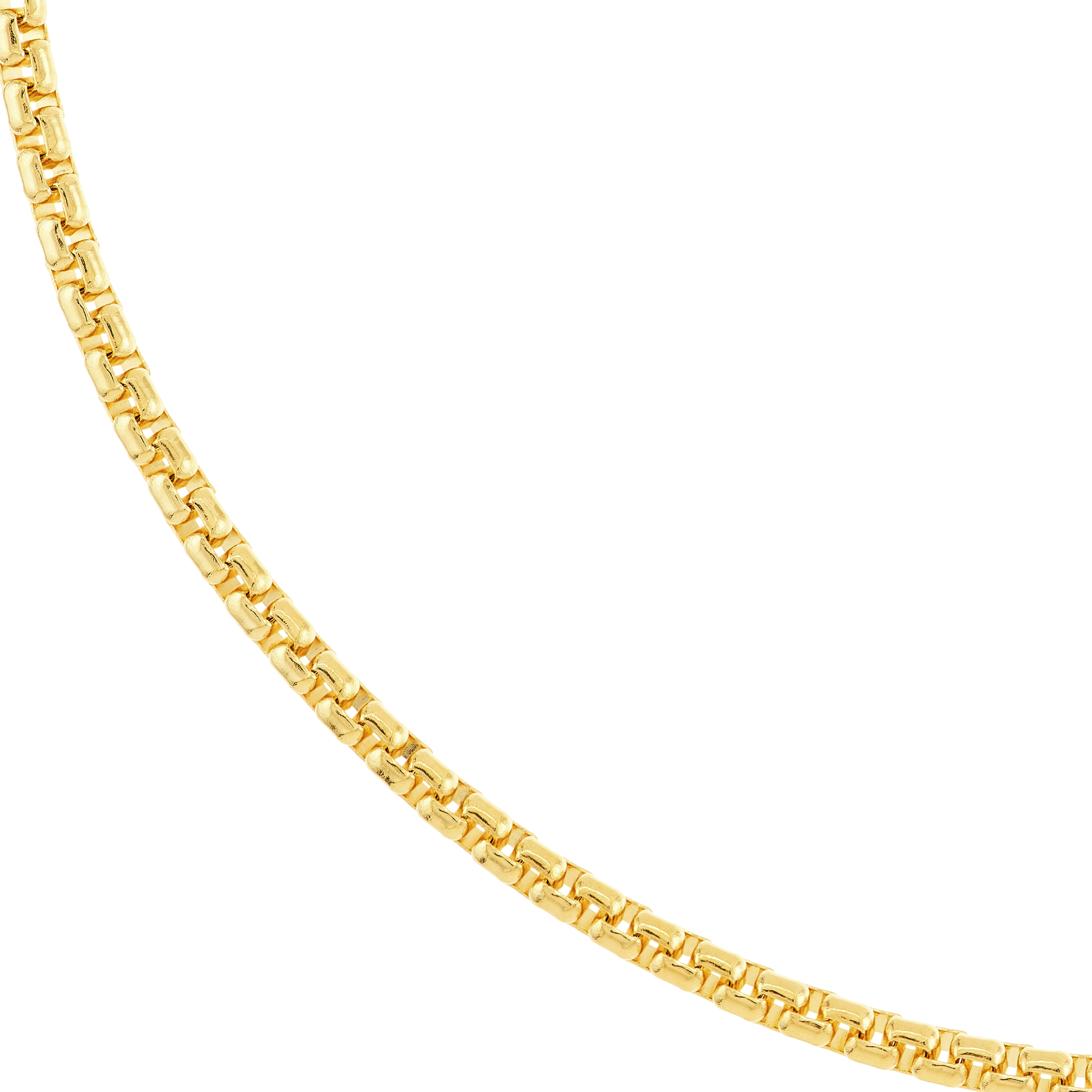 Rounded Box Chain Gold Necklace (2.7mm, 22 inches)