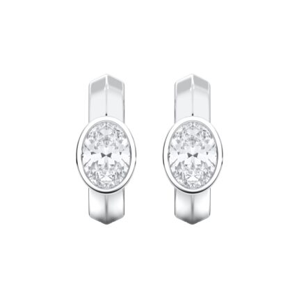Brava Bezel-Set Oval Lab Diamond Huggie Hoops (1/2 ct. tw.) gallery image 1