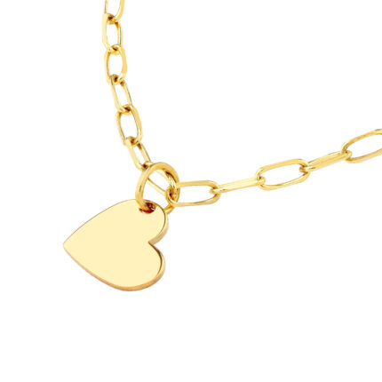 Heart Charm Paper Clip Gold Necklace gallery image 1