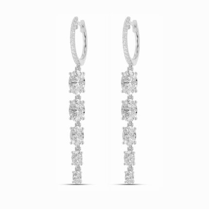 Oval Line Drop Lab Diamond Hoop Earrings (2.75 ct. tw.) gallery image 1