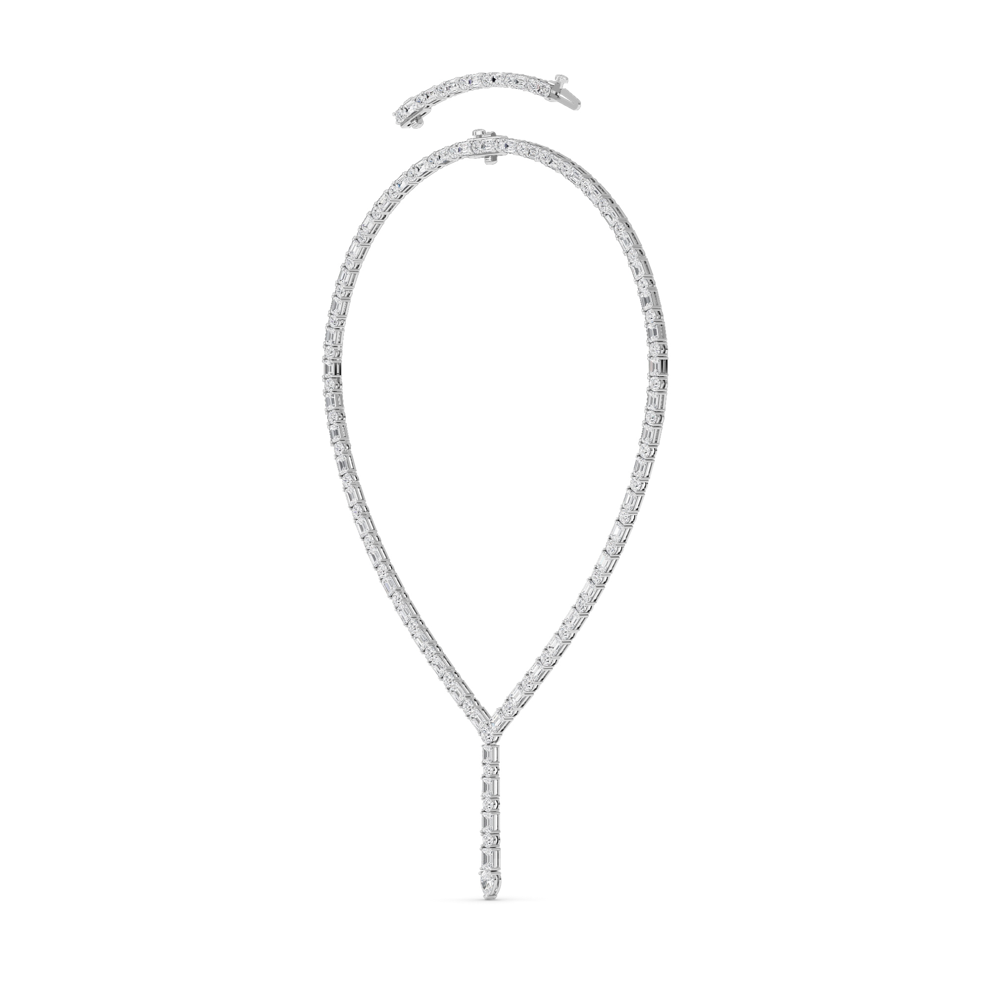 Adjustable Round & Emerald-Cut Lab Diamond Lariat Necklace (28.00 ct. tw.)