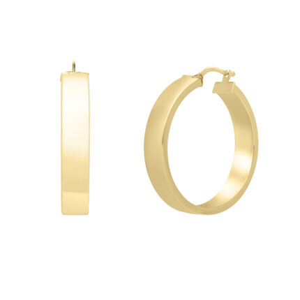Grand Polished Wide-Edge Gold Hoops gallery image 1
