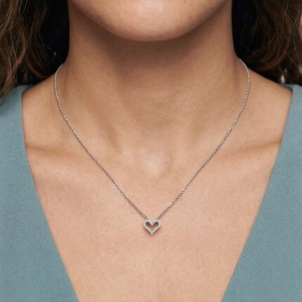 Pave Lab Diamond Heart Necklace gallery image 1