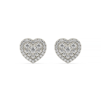 Heart Cluster Lab Diamond Silver Earrings gallery image 1