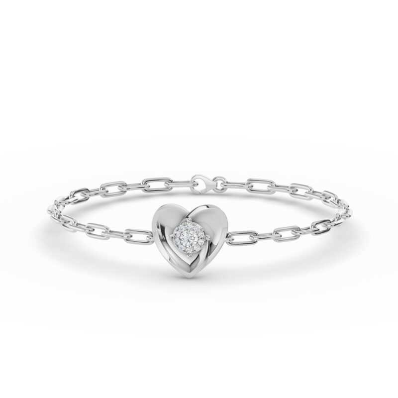 Spira Pavé Halo Heart Silver Bracelet Lab-Grown Diamond Lab Grown. product image top view