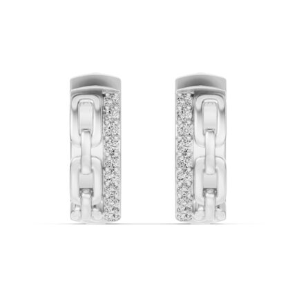 Chain Reaction Pavé Lab Huggie Earrings gallery image 1