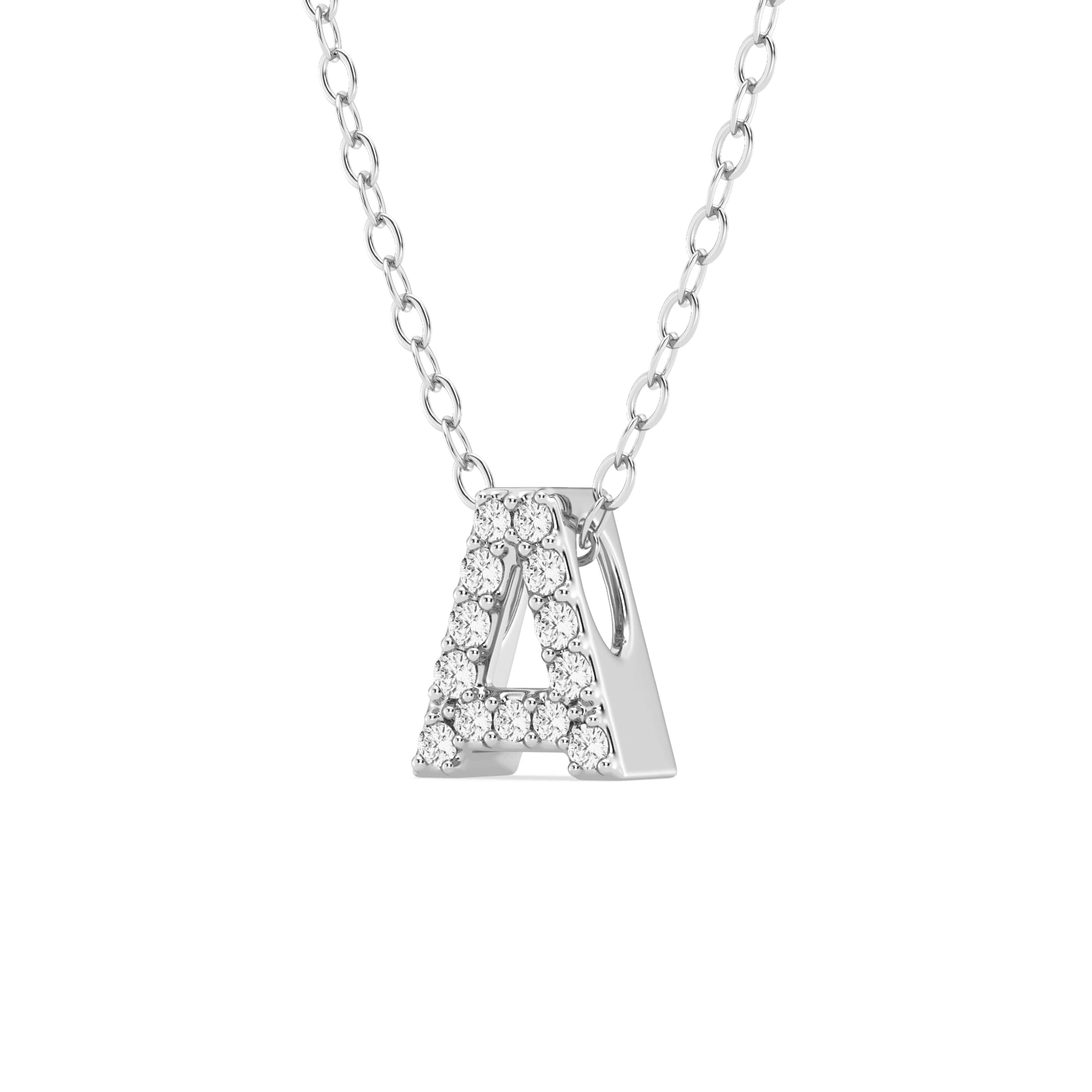 Petite Diamond Initial Necklace - A