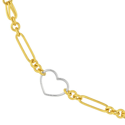 Two-Tone Heart Link Gold Chain Necklace gallery image 1