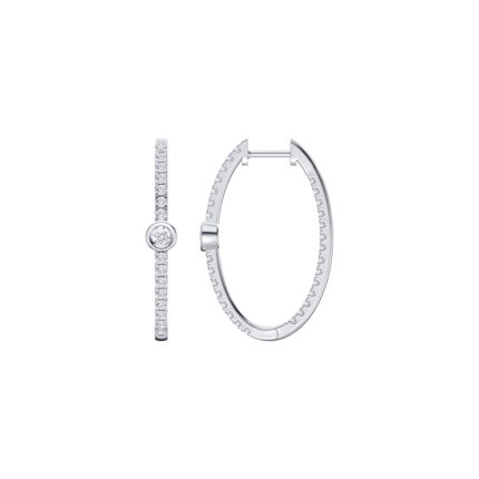 Embliss Round Bezel Pavé Lab Hoops (1 ct. tw) gallery image 1
