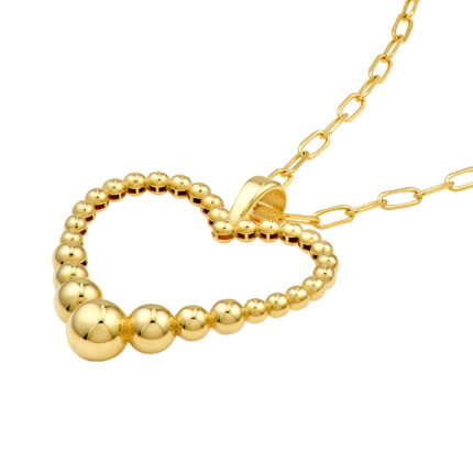 Graduated Bead Heart Gold Necklace gallery image 1
