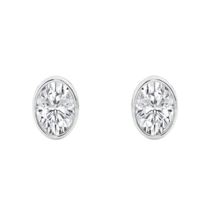 Oval Lab Diamond Bezel Stud Earrings (1/2 ct. tw.) gallery image 1