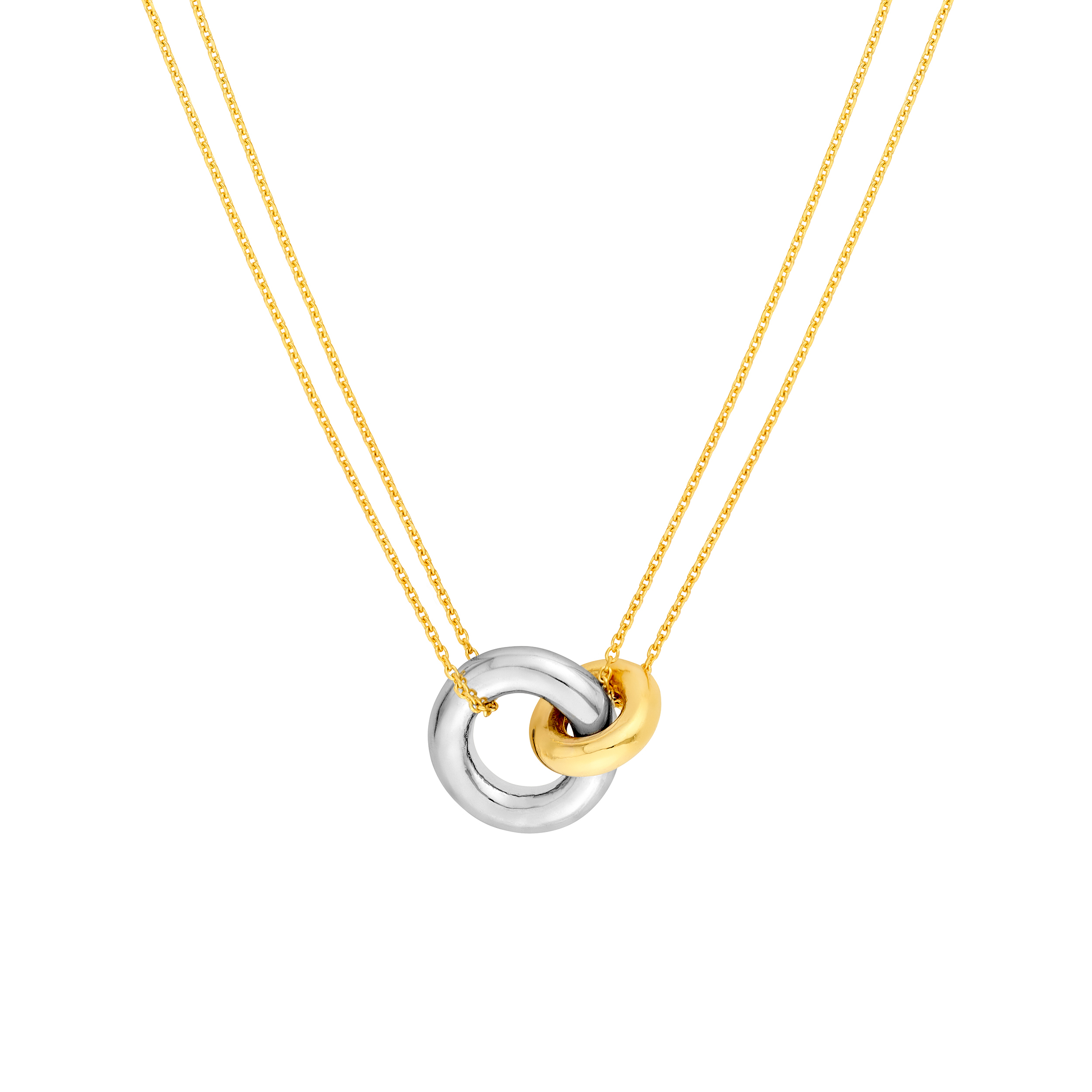 Two-Tone Interlocking Circle Necklace
