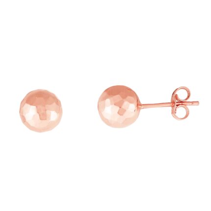 Hammered Gold Ball Stud Earrings (7mm) gallery image 1
