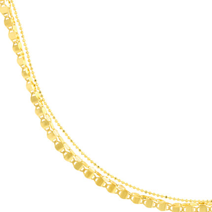 Mixed Chain Style Triple Strand Gold Necklace gallery image 1