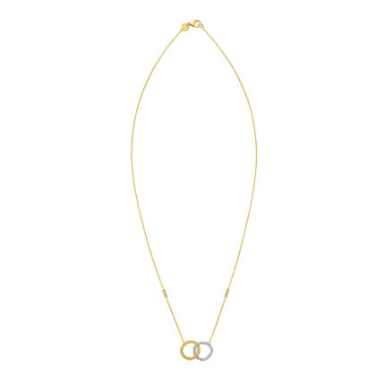 Interlocking Textured Two-Tone Circle Gold Necklace gallery image 1