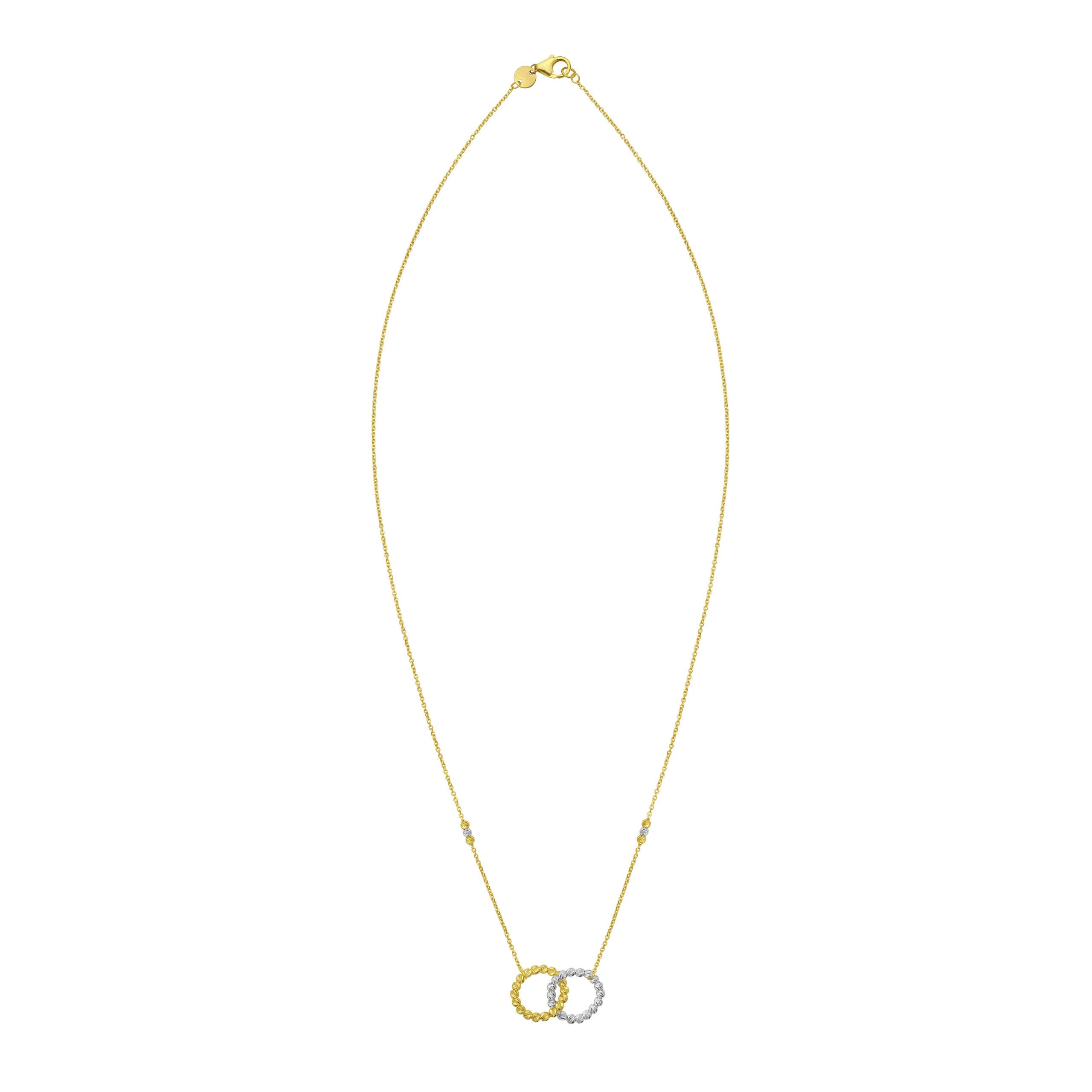 Interlocking Textured Two-Tone Circle Gold Necklace