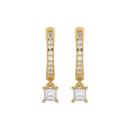 Princess-Cut Lab Diamond Drop Huggie Earrings gallery image 1