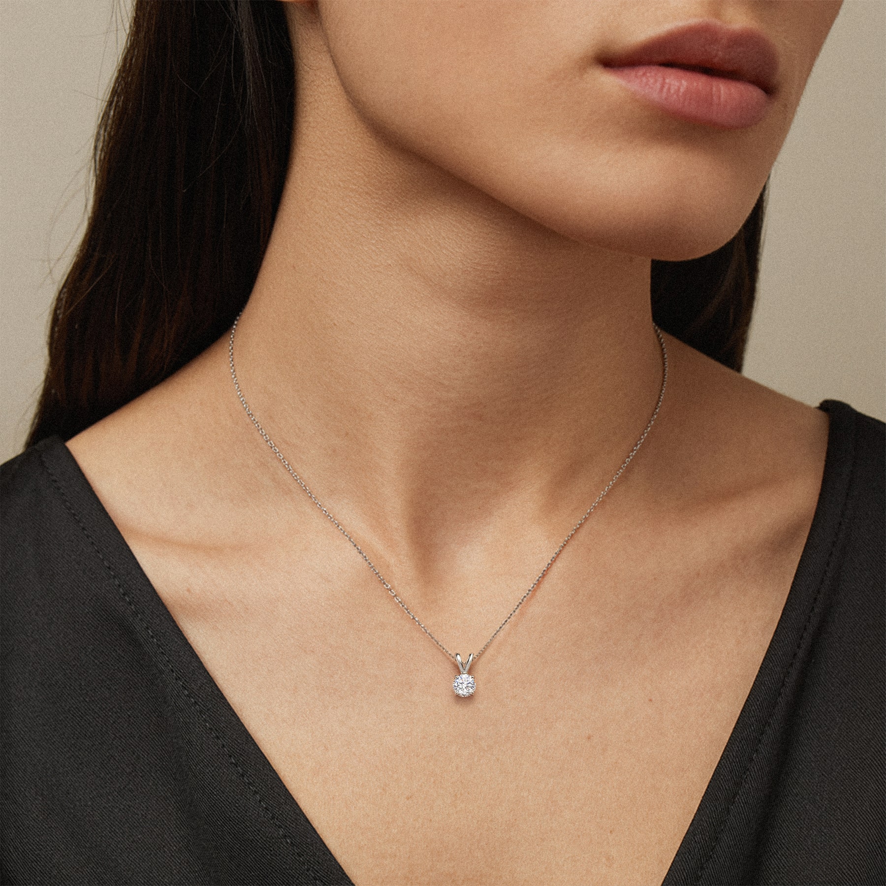 Split Bail Diamond Solitaire Necklace