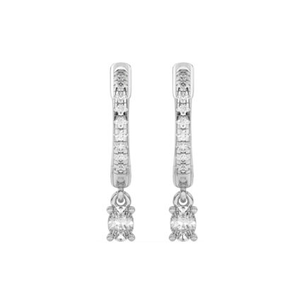Oval Lab Diamond Drop Huggie Earrings gallery image 1