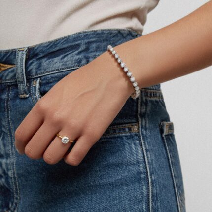 Three-Prong Diamond Tennis Bracelet Lab-Grown Diamond Bracelets gallery image 1