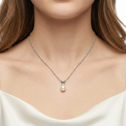 Freshwater Pearl Silver Necklace (5-6 mm) gallery image 1