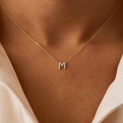 Petite Diamond Initial Necklace – A gallery image 1