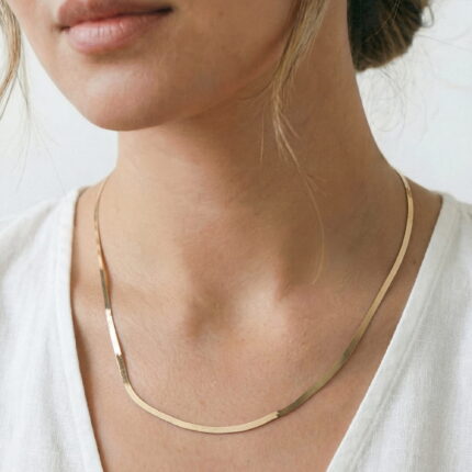 Herringbone Gold Necklace (2.7mm, 16 inches) gallery image 1