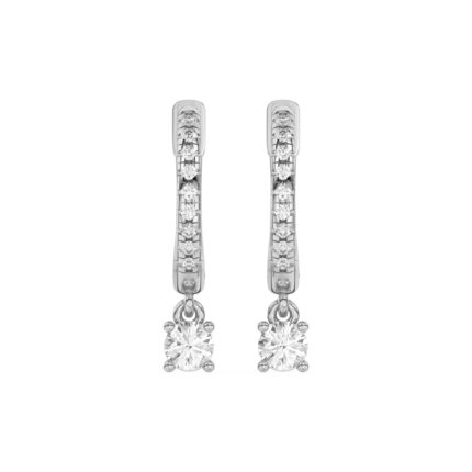 Round Lab Diamond Drop Huggie Earrings gallery image 1