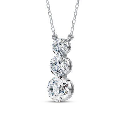 Invisible-Set Three-Stone Lab Diamond Necklace gallery image 1