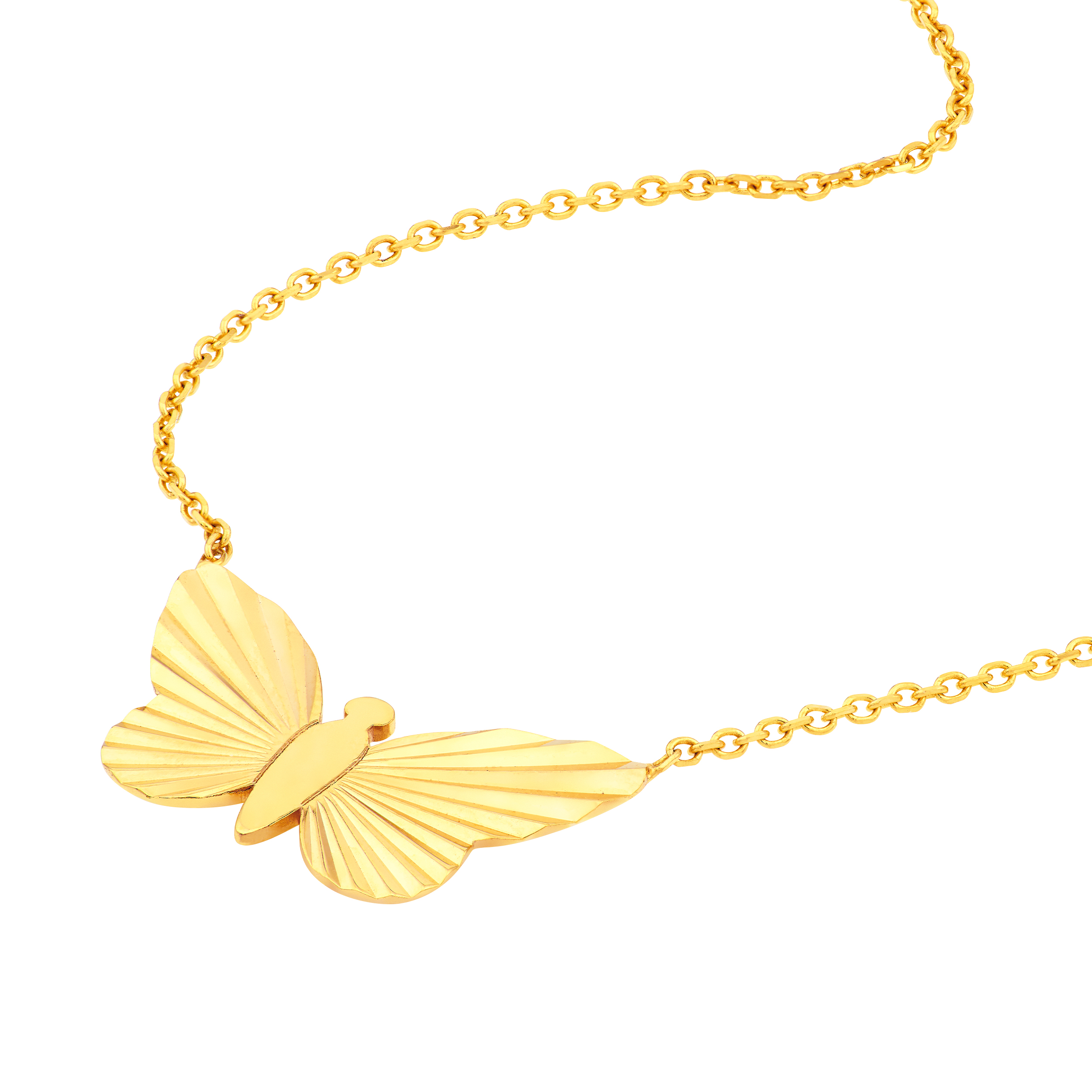 Fluted Butterfly Gold Necklace