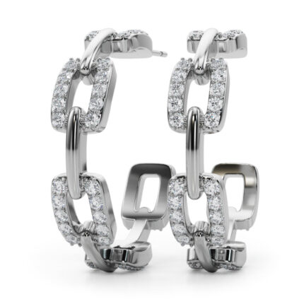 Chain Link Pavé Hoop Earrings With Lab Diamonds gallery image 1