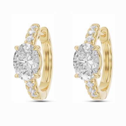 Sculpted Oval Lab Diamond Hoop Earrings (1.50 ct. tw.) gallery image 1