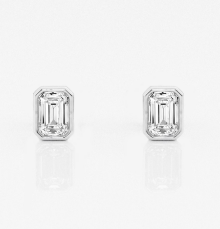 Emerald Lab Diamond Bezel Stud Earrings (1/2 ct. tw.) gallery image 1