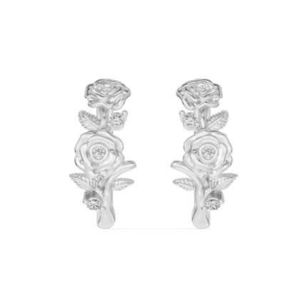 Rose Lab Diamond Hoop Silver Earrings gallery image 1