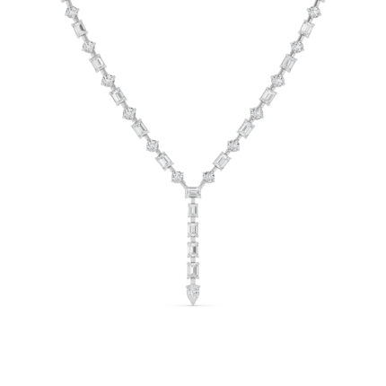 Adjustable Round & Emerald-Cut Lab Diamond Spaced Lariat Necklace (20.00 ct. tw.) gallery image 1