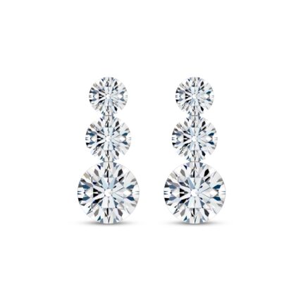 Invisible-Set Three-Stone Lab Diamond Drop Earrings gallery image 1