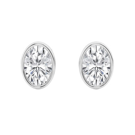 Oval Lab Diamond Bezel Stud Earrings (1 1/2 ct. tw.) gallery image 1