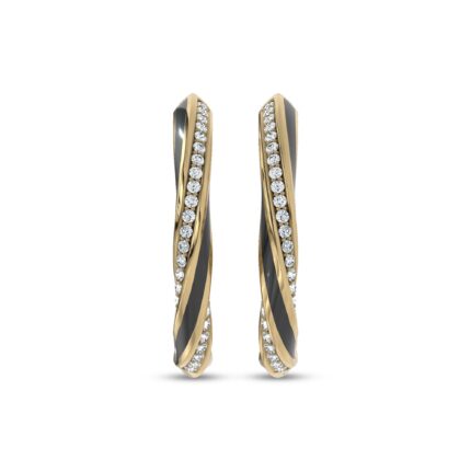 Midnight Noir Twisted Lab Pavé Hoop Earrings By Christian Siriano gallery image 1