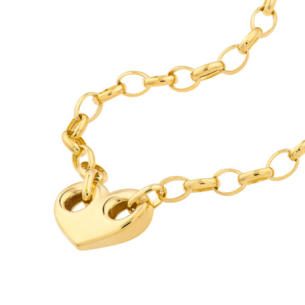 Puffed Heart Rolo Chain Necklace gallery image 1