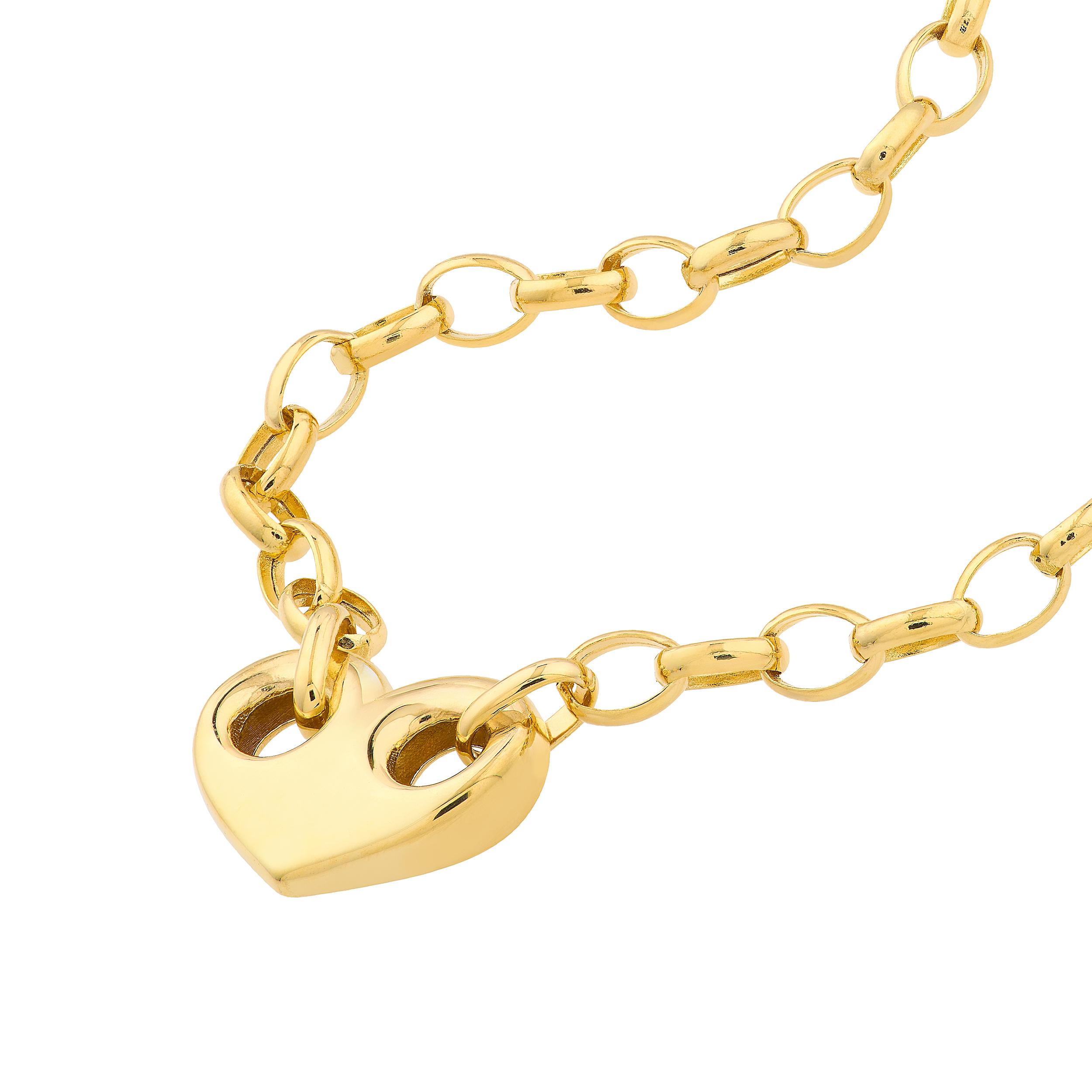 Puffed Heart Rolo Chain Necklace