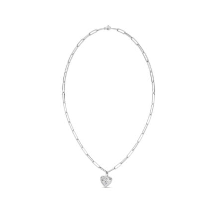 Paperclip Chain Bezel Heart Lab Diamond Necklace (4.00 ct.) gallery image 1
