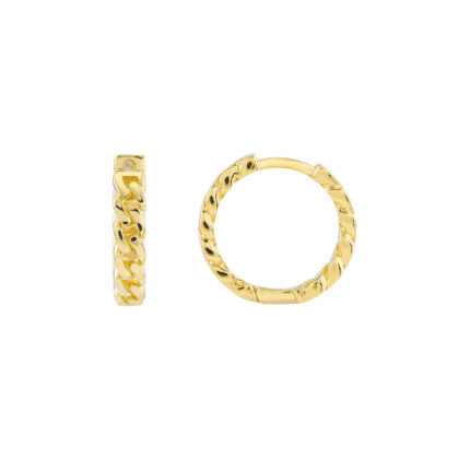 Curb Link Gold Hoop Earrings gallery image 1