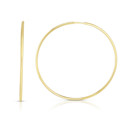 Slim Endless Gold Hoop Earrings (35mm) gallery image 1